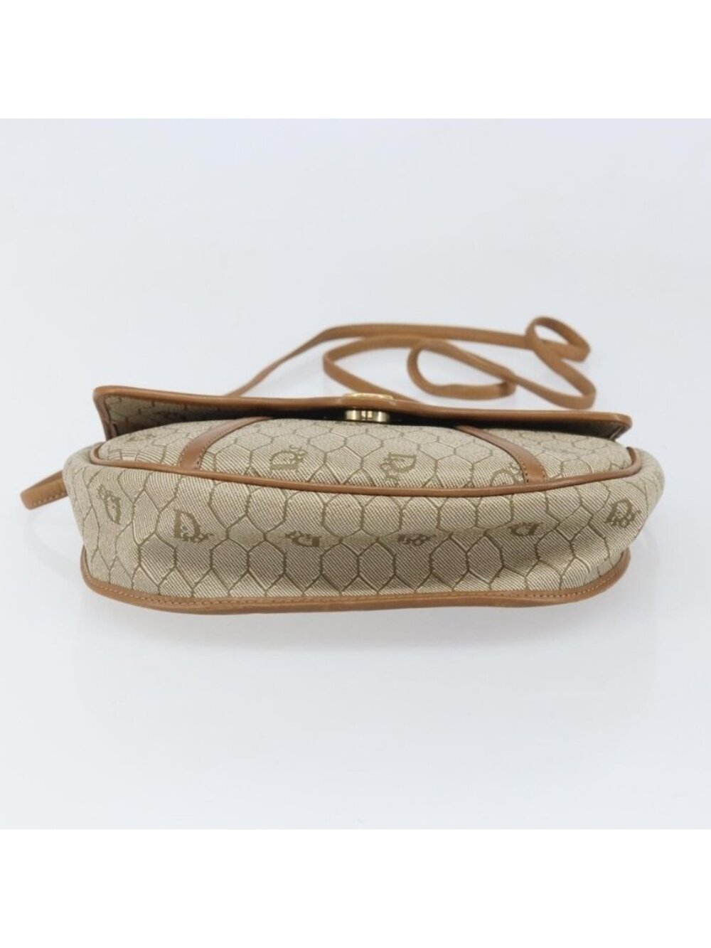 Authentic Christian Dior Honeycomb Canvas Shoulder Bag PVC Beige Gold - Picture 2 of 16